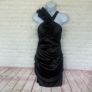 BLONDIE NITES BY STACY SKLAR Y2K ruched bodycon mini black dress size 3